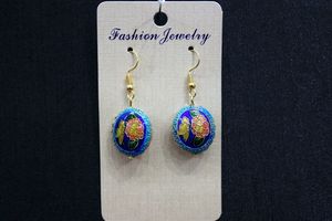 京和民族风耳环特色百搭气质简约吊坠耳饰女复古珐琅景泰蓝耳坠