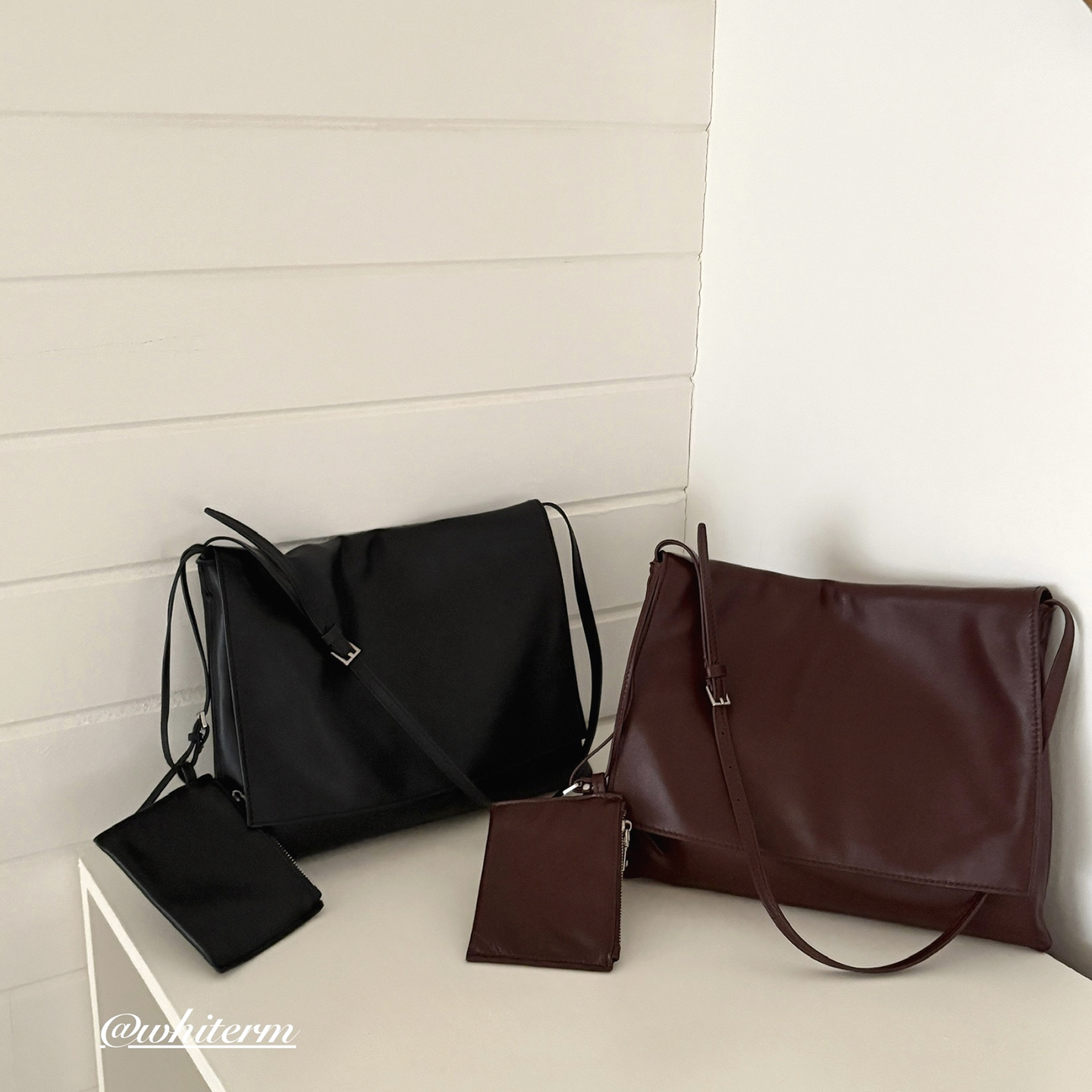 肉肉陈WHITERM秋冬新款里外头层羊皮单肩腋下包高级感斜跨信封包