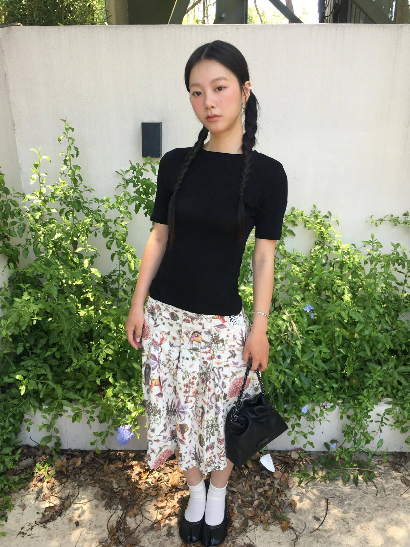 【Summer Refreshing Coolness】Japanese Retro Pleated Skirt Pants for Women, Summer Full Floral Print Loose Casual Wide-Leg Mid-Length Pants