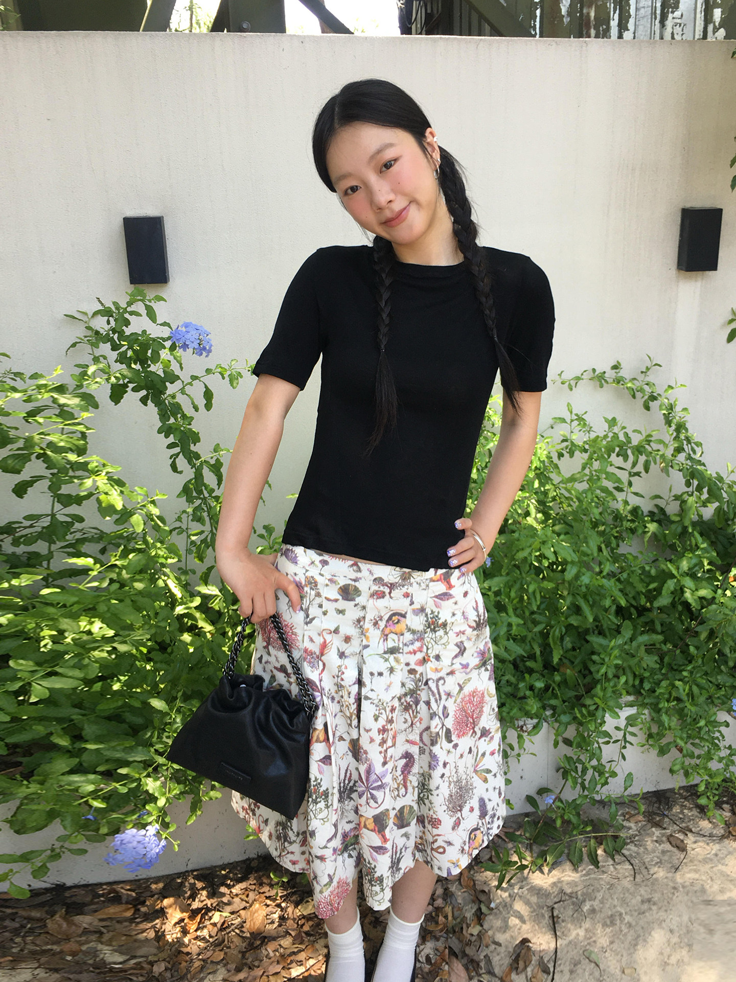 【Summer Refreshing Coolness】Japanese Retro Pleated Skirt Pants for Women, Summer Full Floral Print Loose Casual Wide-Leg Mid-Length Pants