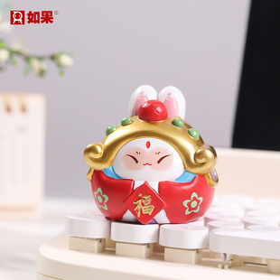 吉祥兔儿爷摆件国潮北京非遗Q版公仔办公室桌面解压神器装饰手办