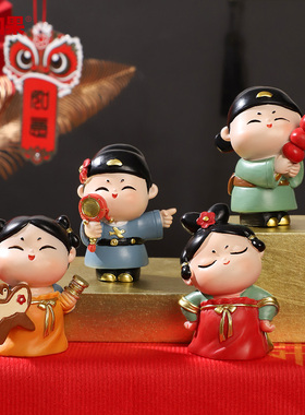 古风国潮唐小圆和小竹马情侣摆件
