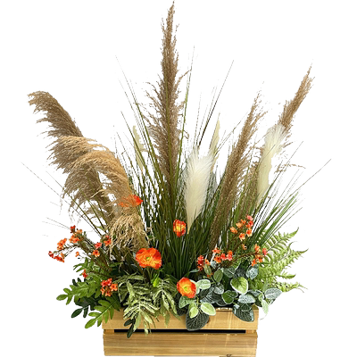 wo+仿真绿植狗尾草木框景观造景