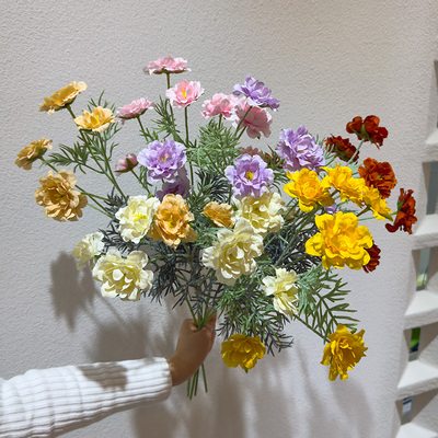 wo+仿真波斯菊花艺花材造景搭配