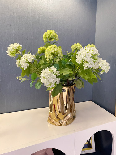 wo+仿真绣球花假花吊钟马醉木蕨草花瓶插花客厅茶几前台装饰摆放