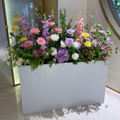 彷真绣球玫瑰成品混搭花箱花槽搭配阳台样品屋展示中心饭厅隔