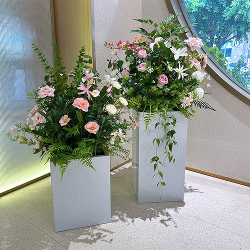 wo+仿真玫瑰绣球花绿植花箱花艺