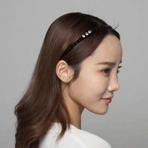 不勒头细款丝绒缠绕防滑闪钻发卡