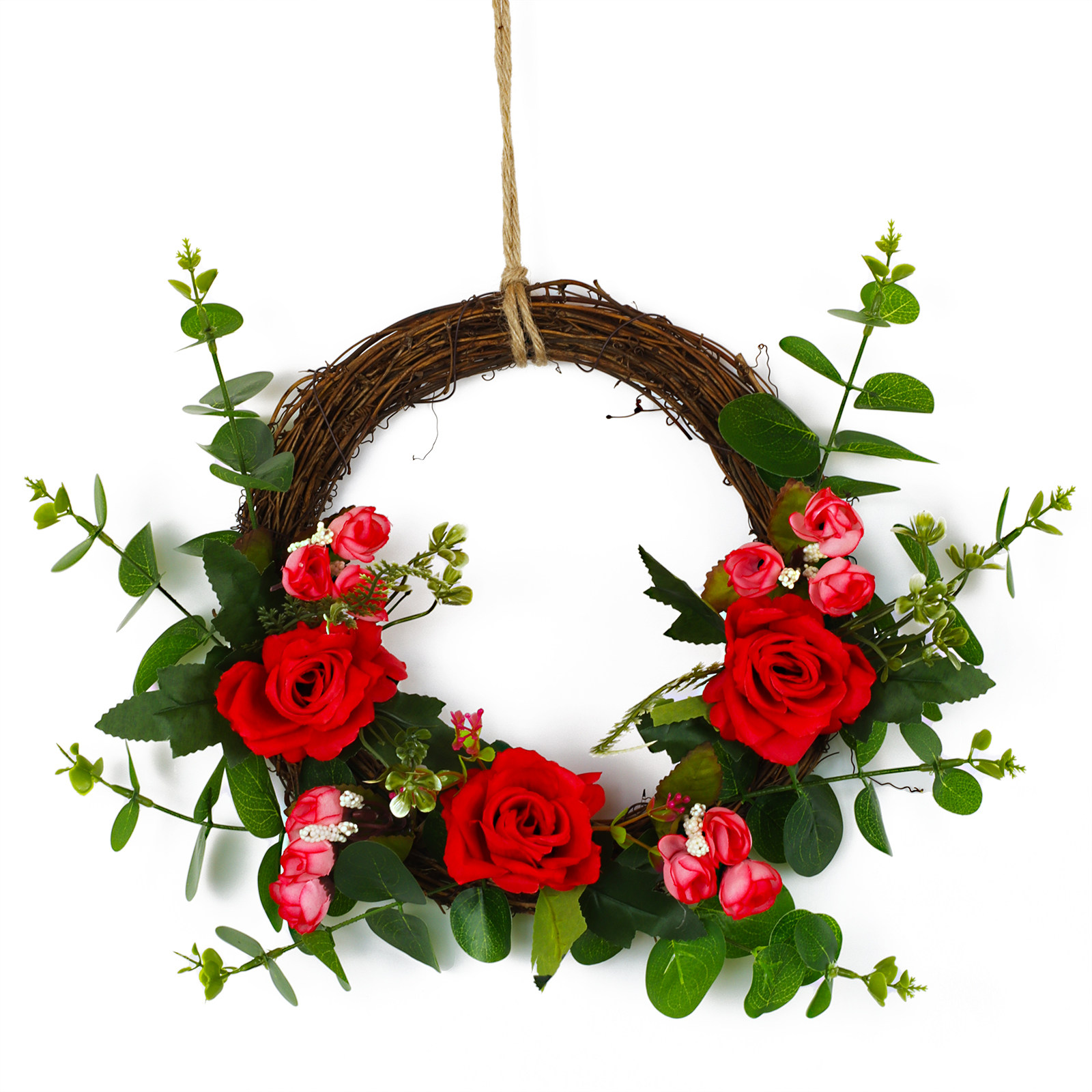 仿真花玫瑰花环客厅电视背景墙玄关壁挂式装饰品卧室房门挂件包邮