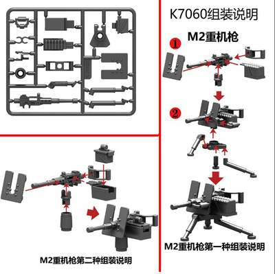 积木人仔武器配件加特林M2重机枪军事系列小颗粒儿童益智玩具拼装