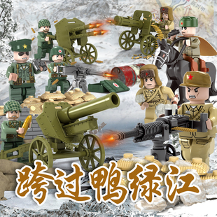 国产积木长津湖跨过鸭绿江场景积木套装志愿军人仔拼装男孩子玩具