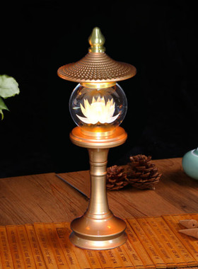 供灯莲花灯水晶供灯LED长明灯电子佛灯水晶财神观音佛前供奉宫灯