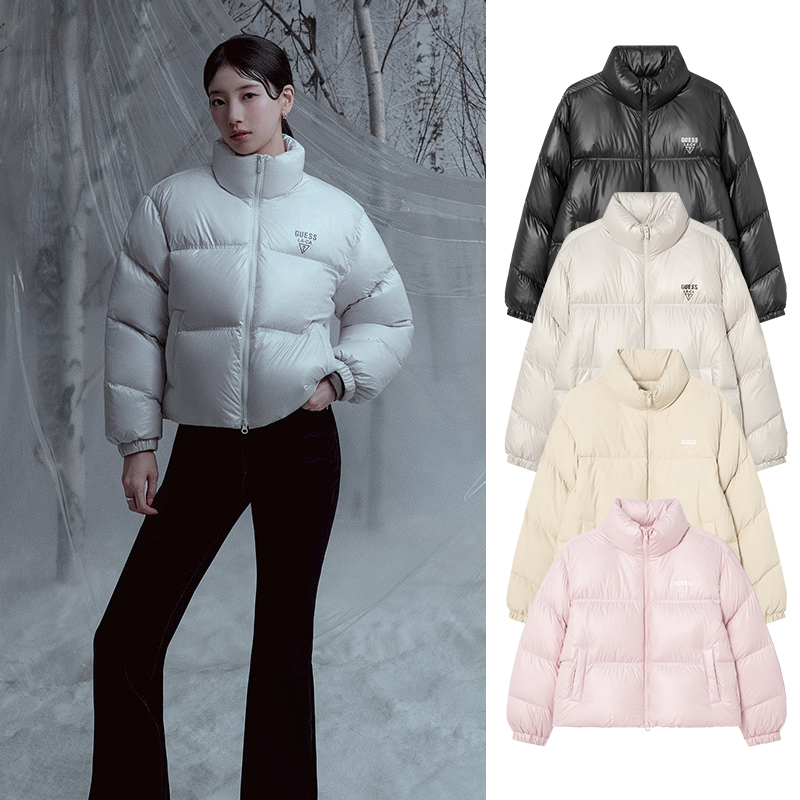 GUESS韩国代购25冬秀智海报款男女经典小标立领鸭绒羽绒服外套