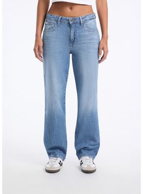 GUESS韩国代购25冬女美式街头潮流休闲浅蓝色水洗直筒宽松牛仔裤