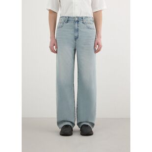 韩国代购 水洗浅蓝棉质舒适休闲MQ6D7083 GUESS男女宽松牛仔裤