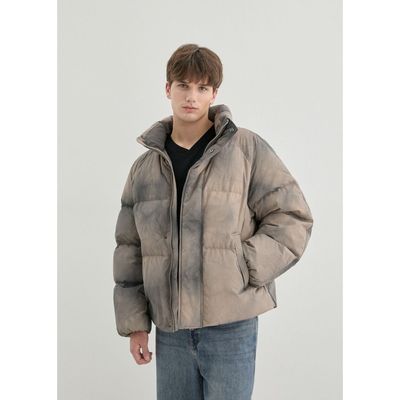 GUESS韩国代购25冬男士休闲通勤轻量保暖时尚晕染色鸭绒羽绒服