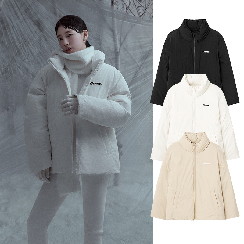 GUESS韩国代购25冬秀智海报同款宽松防风保暖立领鸭绒羽绒服