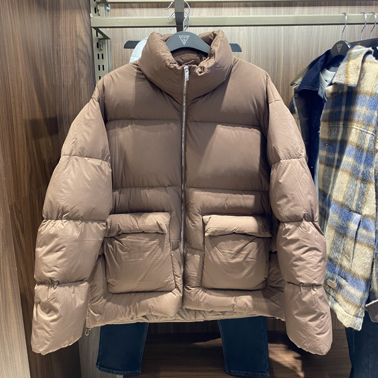 GUESS韩国代购25冬秀智同款休闲百搭宽松大口袋鹅绒羽绒服外套
