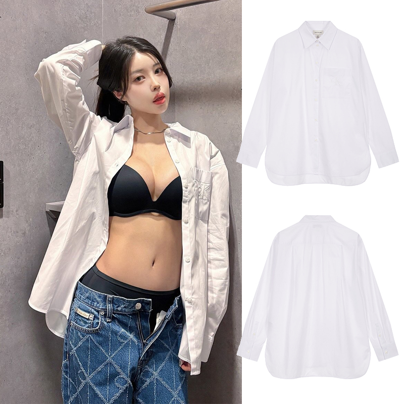 CALVIN KLEIN JEANS韩国代购25秋女新款宽松休闲长袖衬衫47C143G