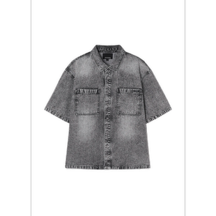 灰色休闲洗水宽松MQ6D5277 衬衫 韩国代购 GUESS男女通用棉质短袖