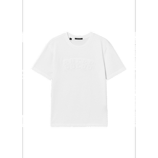 T恤MQ2K8438 圆领浮雕Logo弹力休闲短袖 韩国代购 26夏GUESS男女经典