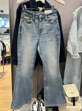 韩国代购26春CALVIN KLEIN JEANS女高腰微弹修身牛仔喇叭裤47F689