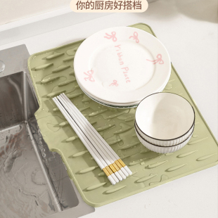 斜坡硅胶沥水垫导流开口防烫隔热锅垫加厚台面垫子防滑菜板固定垫