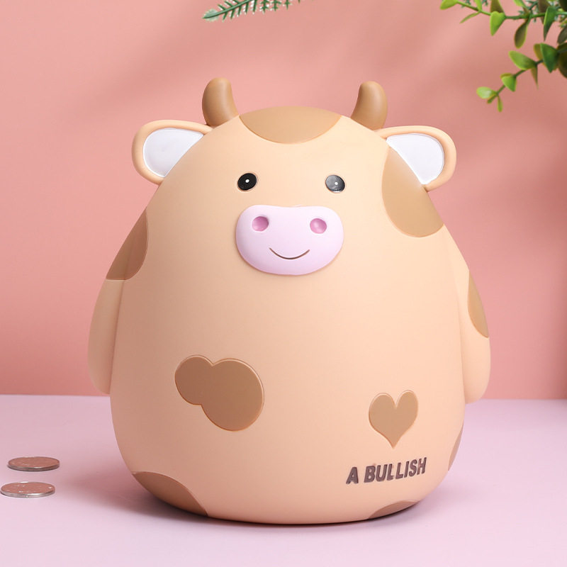 卡通可爱萌牛儿存钱罐搪胶2026新款摆件非只进不出儿童可爱储蓄罐