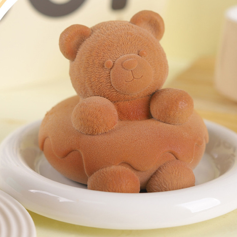 甜甜圈小熊慕斯模具硅胶食品级法式可爱3D立体卡通蛋糕甜品奶冻磨