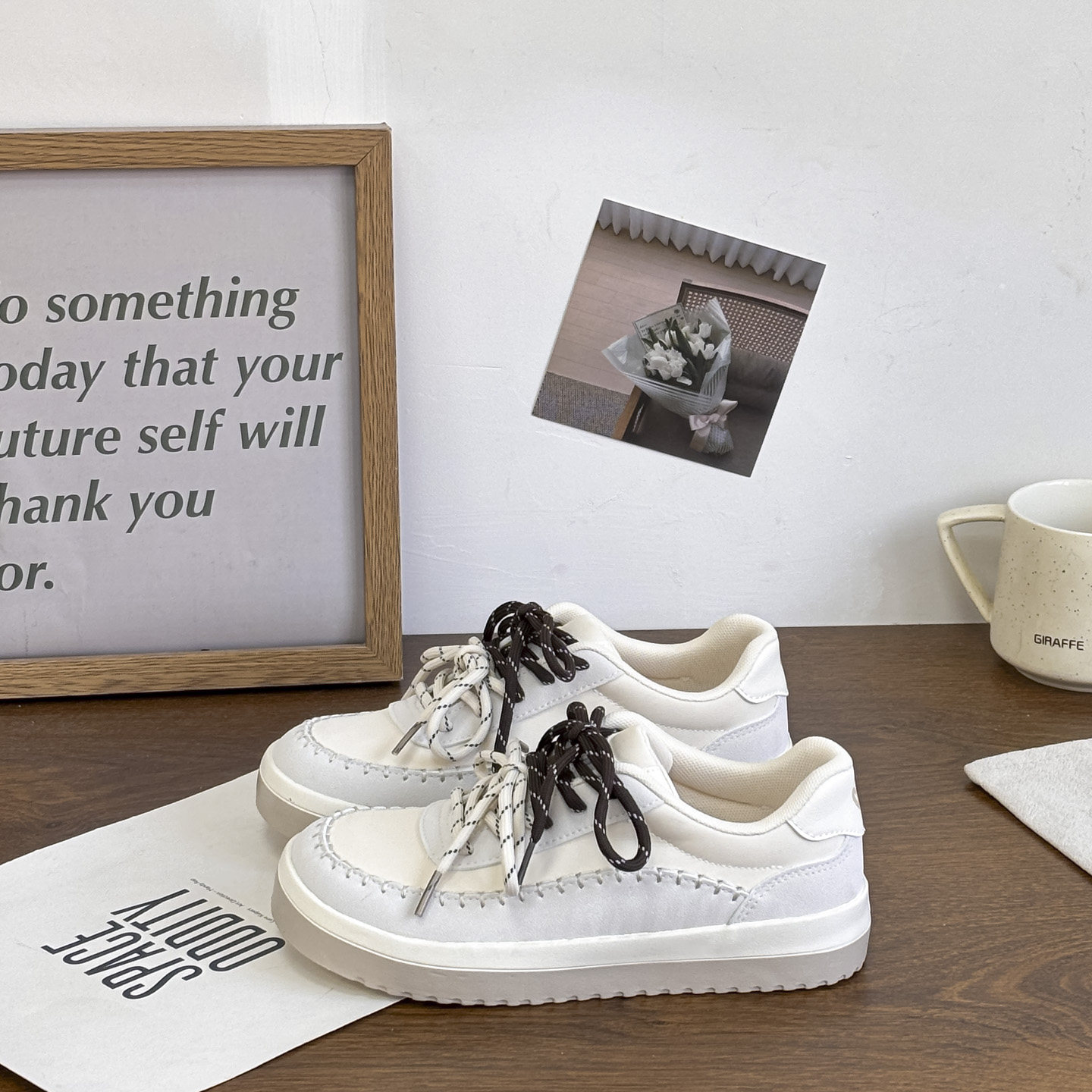 原创休闲板鞋女2026春季新款韩系系带增高学生通勤运动小白鞋子,女鞋,休闲板鞋,淘宝优惠券,粉丝福利购,淘宝优惠卷