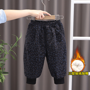 一条过冬男童洋气冬装 儿童棉裤 子女宝宝秋冬装 加厚女童加绒裤 冬季