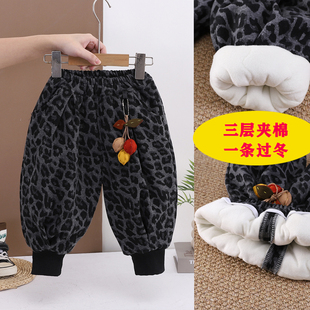 一条过冬宝宝棉裤北方超厚男童女童三层加绒裤儿童加厚保暖裤外穿