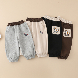 春季 卡通宽松裤 男童休闲长裤 运动裤 婴儿童百搭洋气束脚裤 宝宝卫裤