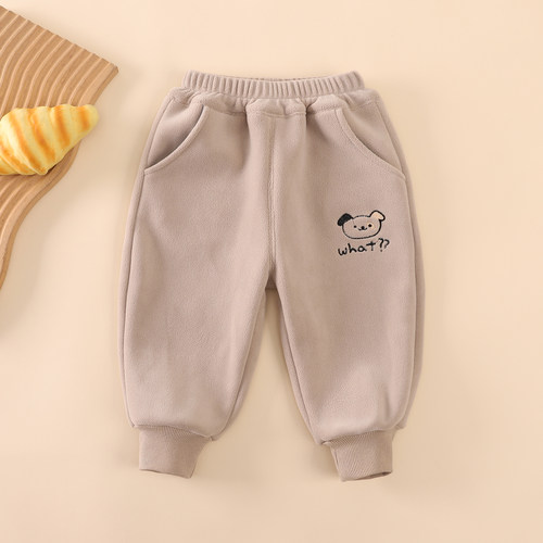 婴儿宝宝奥利绒裤秋冬双面绒卫裤