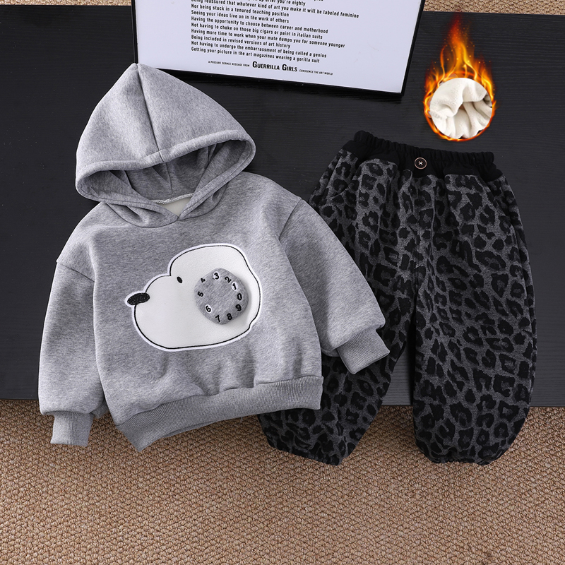 洋气儿童加绒卫衣外穿宝宝两件套