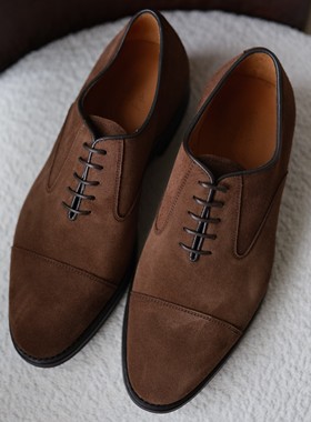 葡萄牙Carlos Santos天鹅颈三接头牛津Swan系带圆头黑色商务男鞋