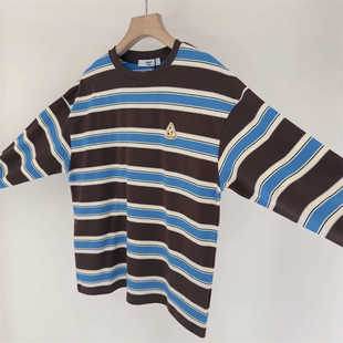 条纹 打底衫 150 T恤春秋青少年圆领长袖 180中大童纯棉长袖 经典