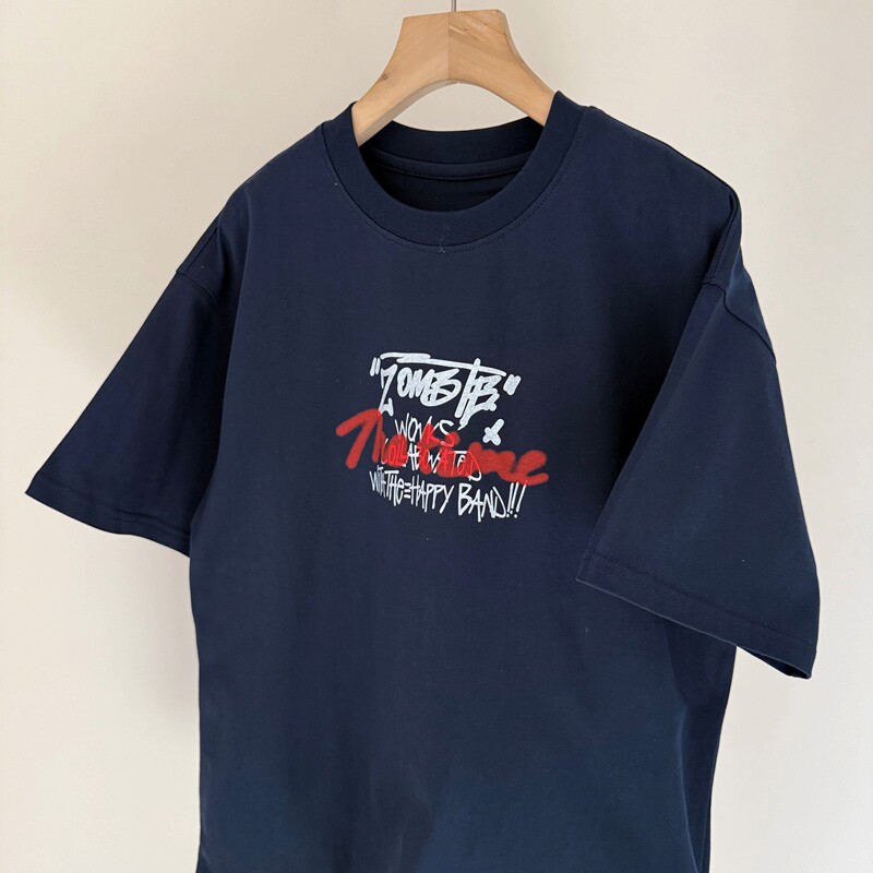 高品质水洗棉~150-180中大童宽松短袖T恤夏季青少年圆领亲子打底t