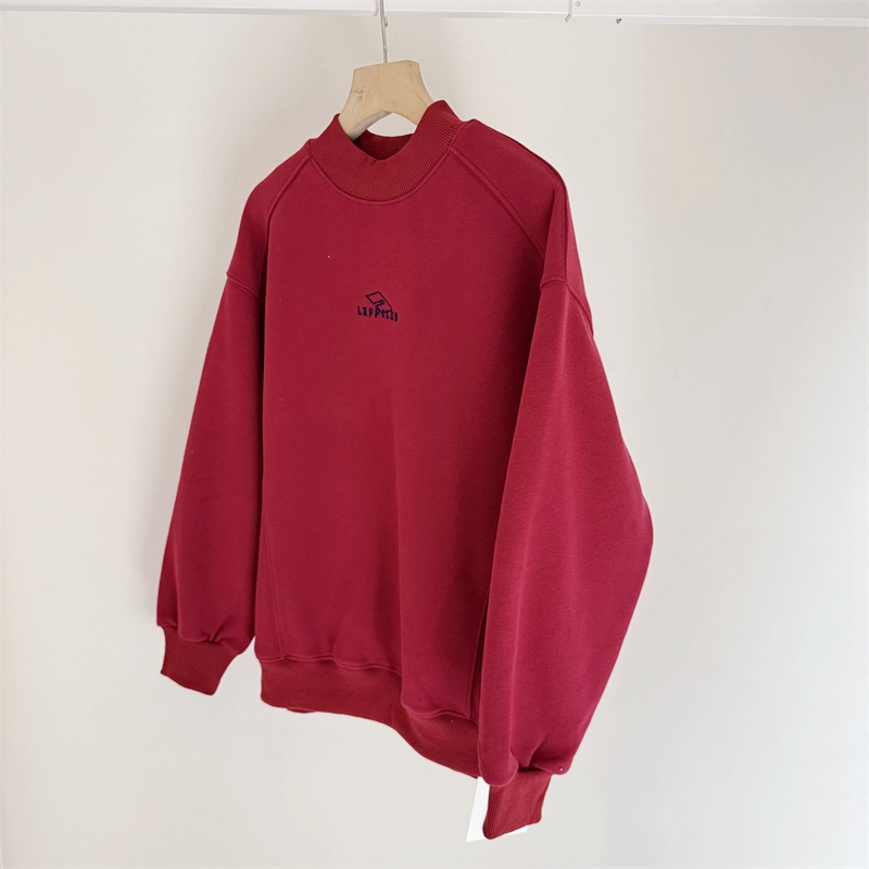 暖绒系列~150-190中大童一体绒新年中领卫衣青少年宽松中国红上衣