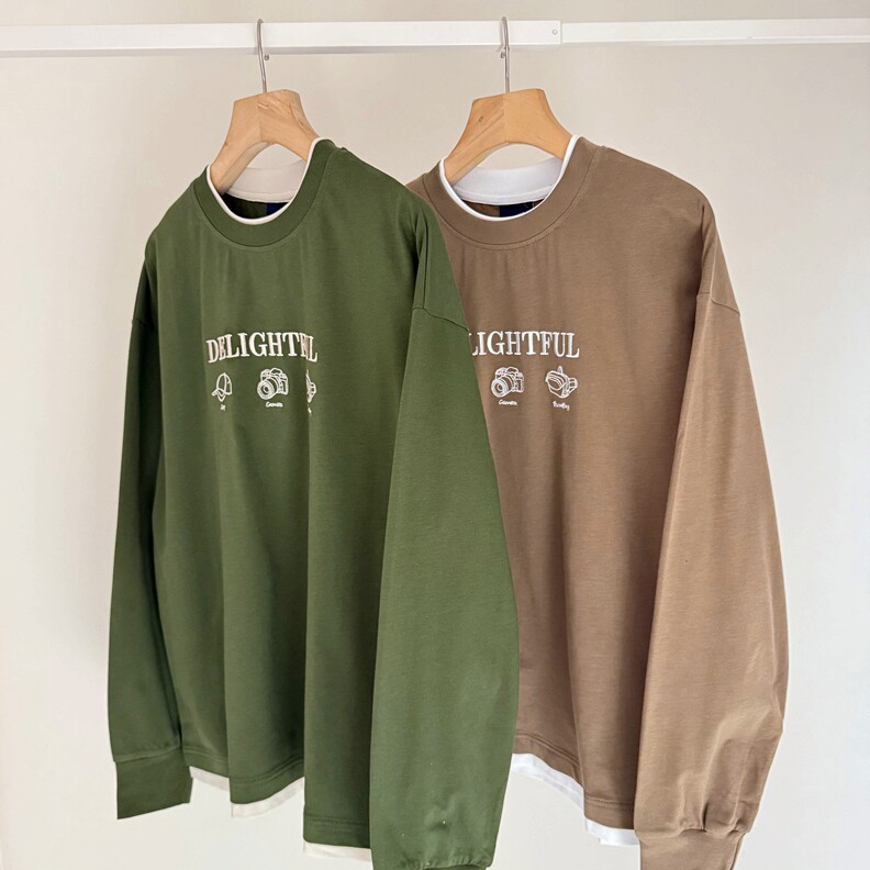 简约健康棉~150-190中大童纯色纯棉长袖T恤青少年宽松圆领打底衫