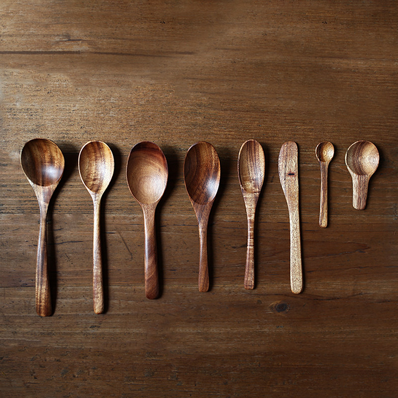 木叮西/aboutblank 柚木无漆汤勺果酱刀餐具手工制原木勺子复古勺