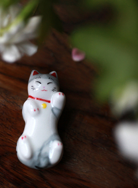 陶瓷猫咪筷子可爱风沥水架小动物