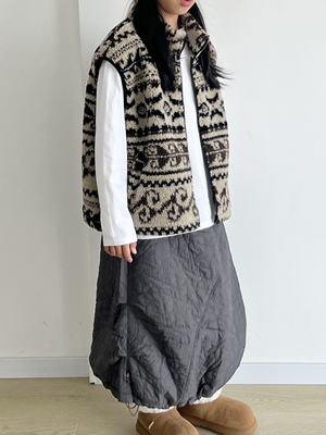 2025秋冬新款女童复古羊羔毛摇粒绒中大童费尔岛拉链马甲外套