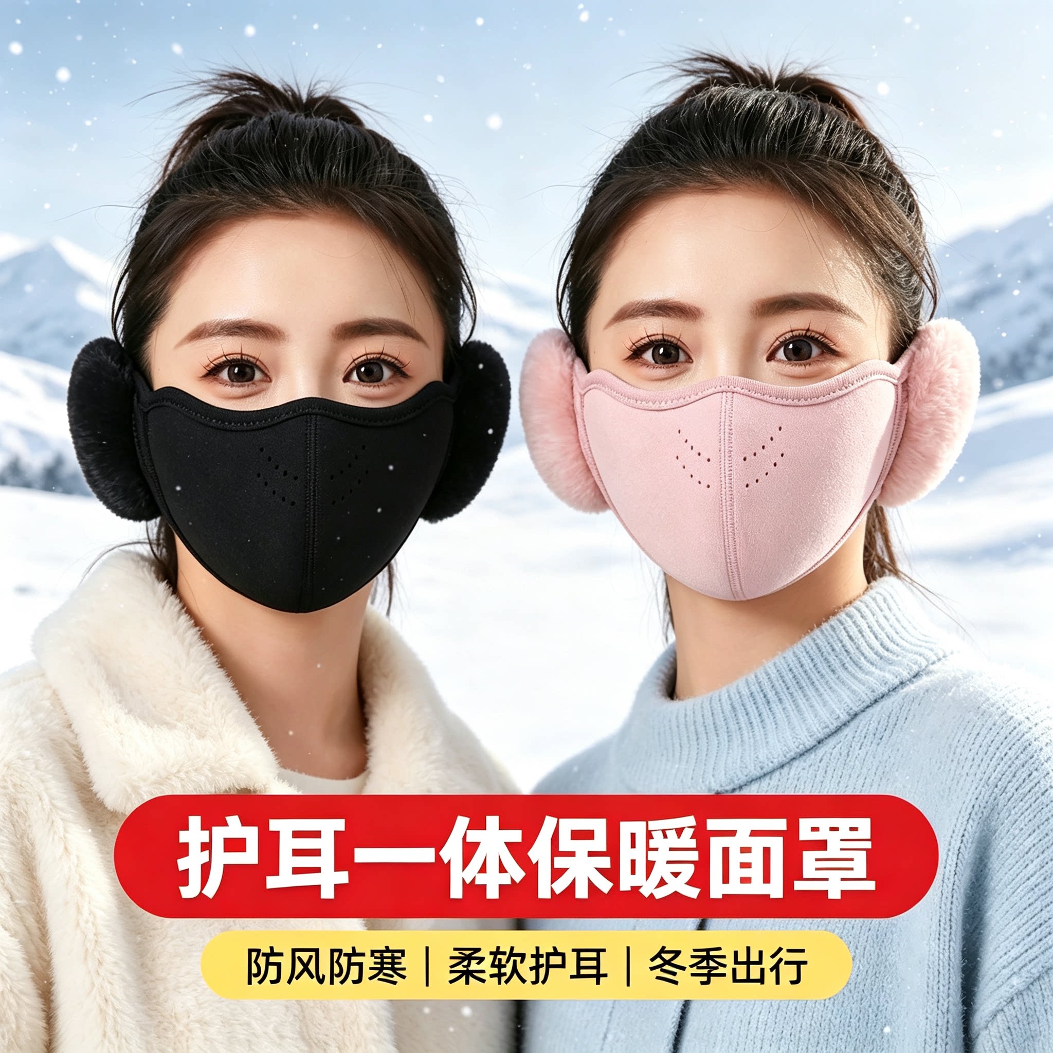 冬季加绒防风骑行护耳面罩
