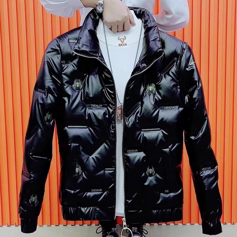 冬季新款男士羽绒服短款立领亮面免洗加厚保暖外套时尚潮男羽绒服