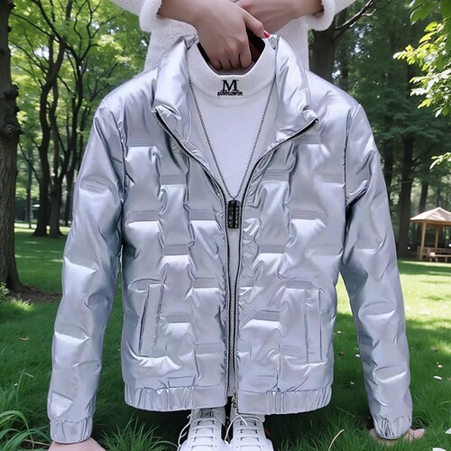 男士新款修身显瘦短款韩版立领羽绒服简约时尚亮面免洗羽绒服外套
