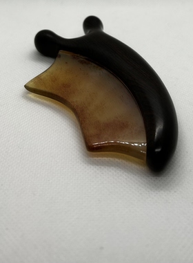 紫光檀配羊角小熊按摩器刮鼻器下颌线眼周按摩梳子刮痧头皮按摩