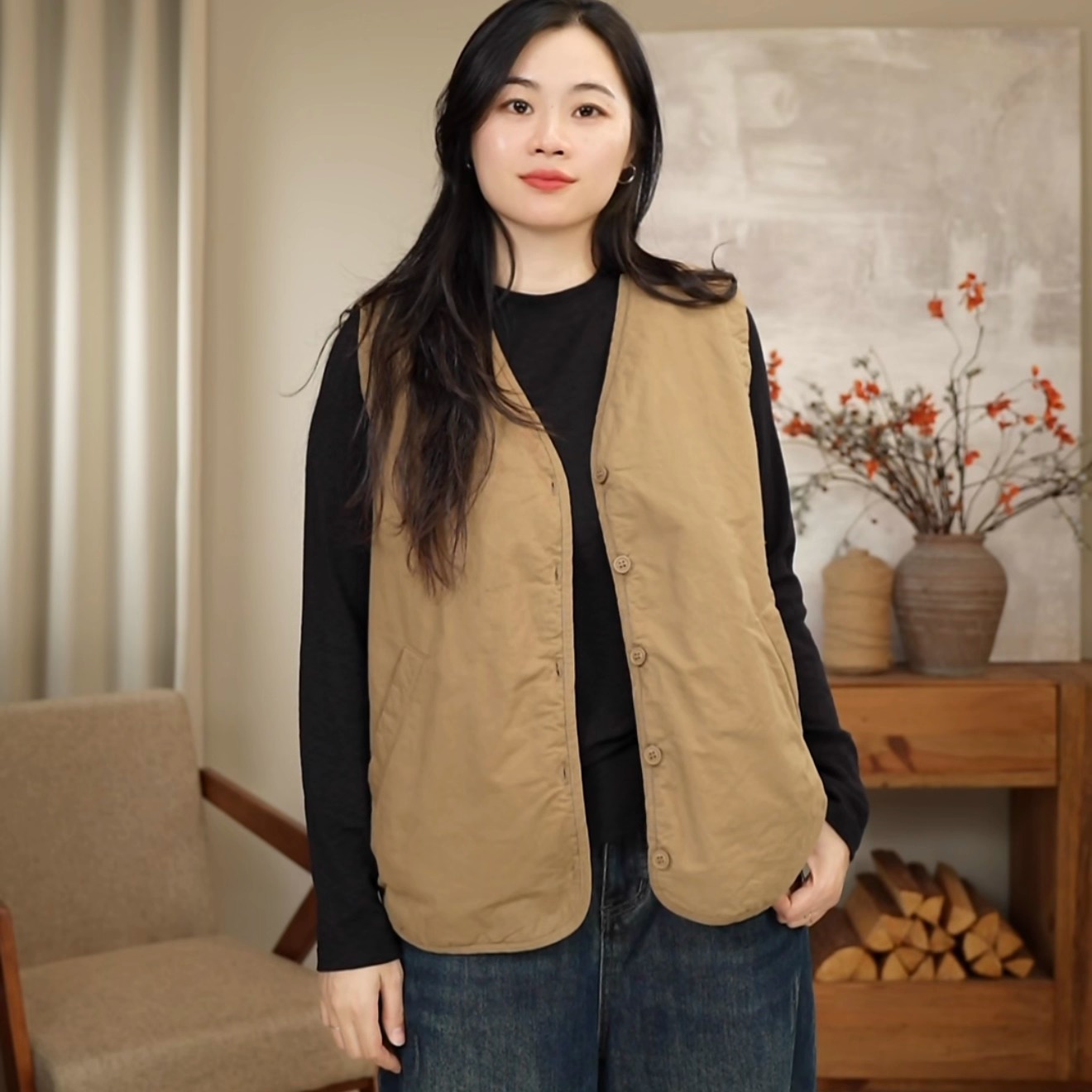 冬季加绒羊羔毛加厚休闲复古棉衣马夹背心女 88022