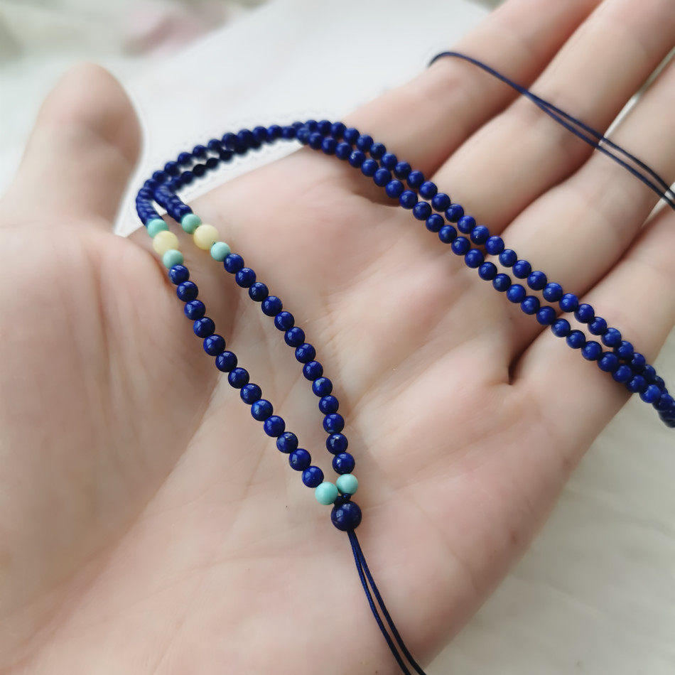 CQ12 相逢 简约不简单 天然青金石吊坠链 蜜蜡绿松翡翠玉吊坠挂绳