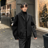 设计感短款呢子西装夹克厚外套痞帅老钱风男毛呢大衣SJK122P98，男装夹克，电商A070
